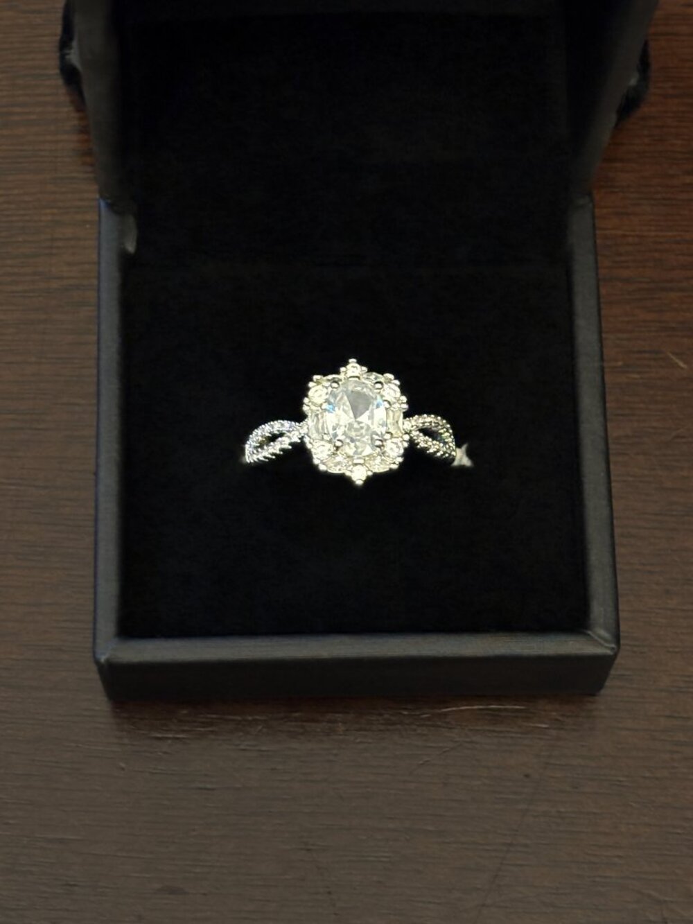 CZ Diamond Oval with Halo Ring